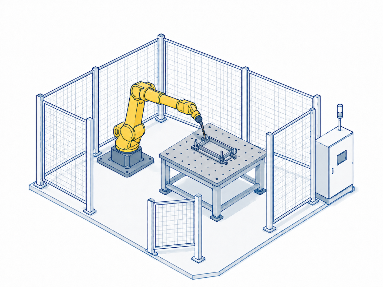 Robot i stół spawalniczy